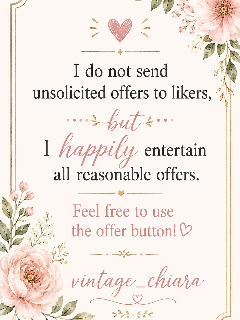 Reasonable offers considered